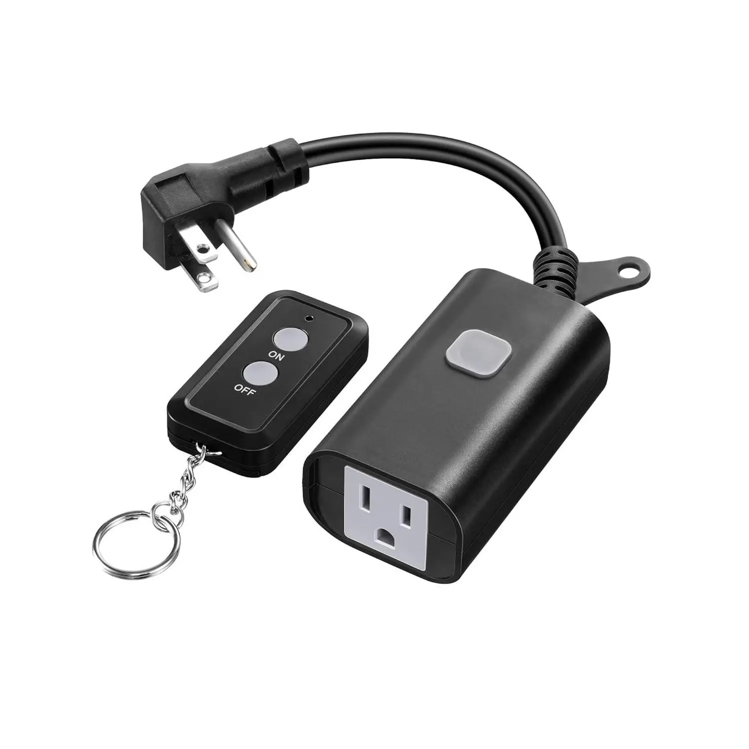 SQ-CGC003 Outdoor Remote Control Outlet, 15A Wireless Remote Control Switch, 100FT Control Range & 14AWG SJTW Power Cord, Weatherproof for Lights Outdoor Appliances, FCC Listed