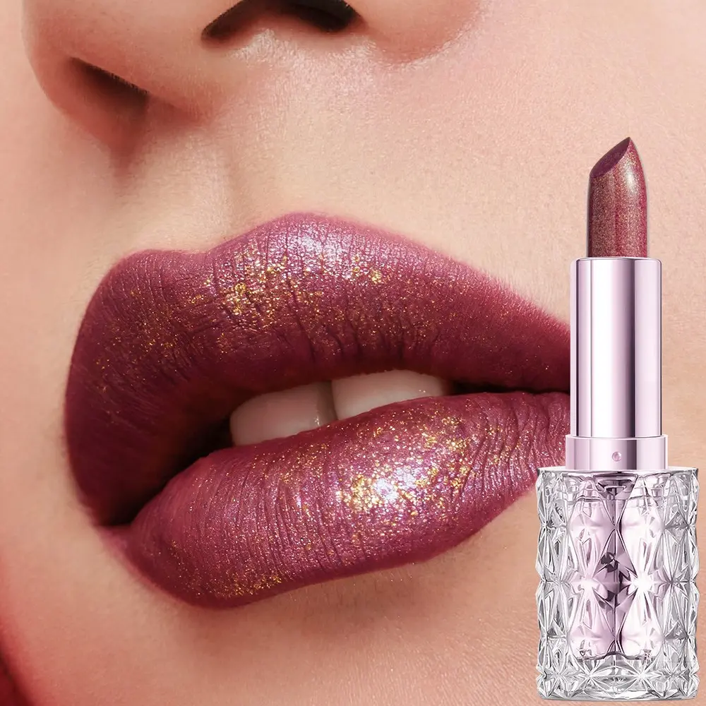 Huasurv Shiny Full Lipstick, Moisturizing Fine Glitter, Long-Lasting Color, Natural Finish, 1 Piece, Non-Flammable, Notified Via Scpn/cpnp