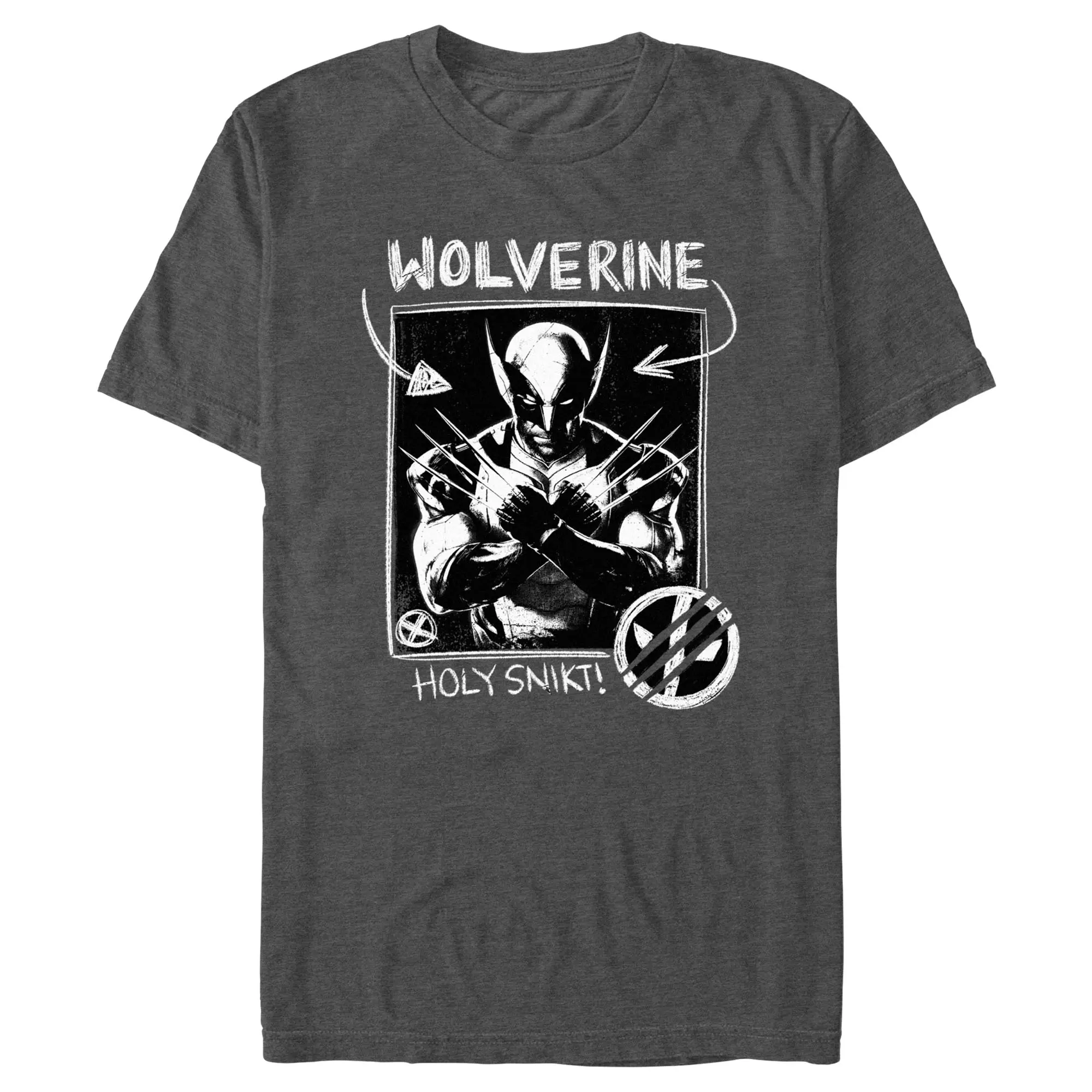 Men's Stylish Casual Marvel Deadpool & Wolverine Black and White Holy Snikt Claws Apparel - Short-Sleeve T-Shirt
