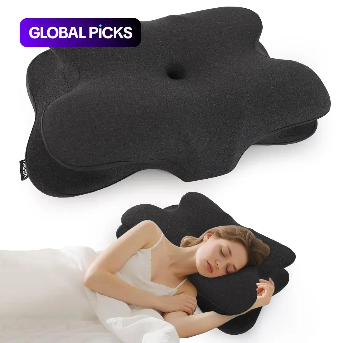 Supportive Memory Foam Pillow for Pain Relief, Orthopedic Cervical Pillow for Side, Back & Stomach Sleepers, Ergonomic Support Pillow with Cooling Pillowcase, Perfect Gift for Black Friday, Halloween, Christmas & New Year #GLOBAL PICKS