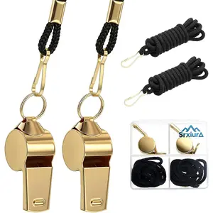 Whistle, 2 Pack Stainless Steel Sports Whistles with Lanyard, Loud Crisp Sound Whistles Great for Coaches, Referees, and Officials，Outdoor Enthusiasts,Life Saving,Hiking,Pets Training