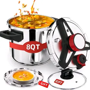 3-in-1 304 Stainless Steel Pressure cooker 8 QT