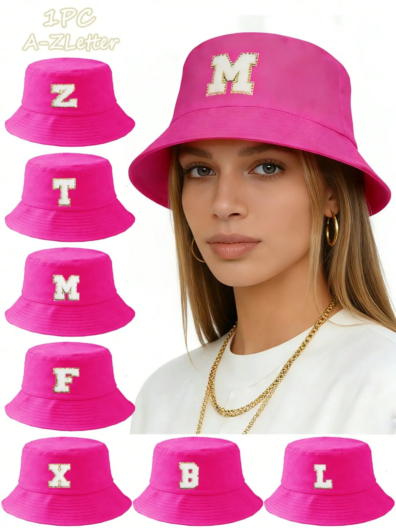 1pc Unisex Embroidered 26 Letter Bucket Hat, Adjustable Outdoor Leisure Sun Protection Casual Summer Hat, Suitable For Spring And Autumn Travel Beach Vacation, Women's Sun Hat In Y2K Style