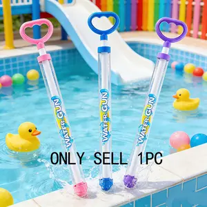 Transparent Pull-Back Fireworks Water Gun, Summer Pool Beach Water Fight Toy, Heart Ring Design Easy Grip, Non-Leak Long Range, Outdoor Play