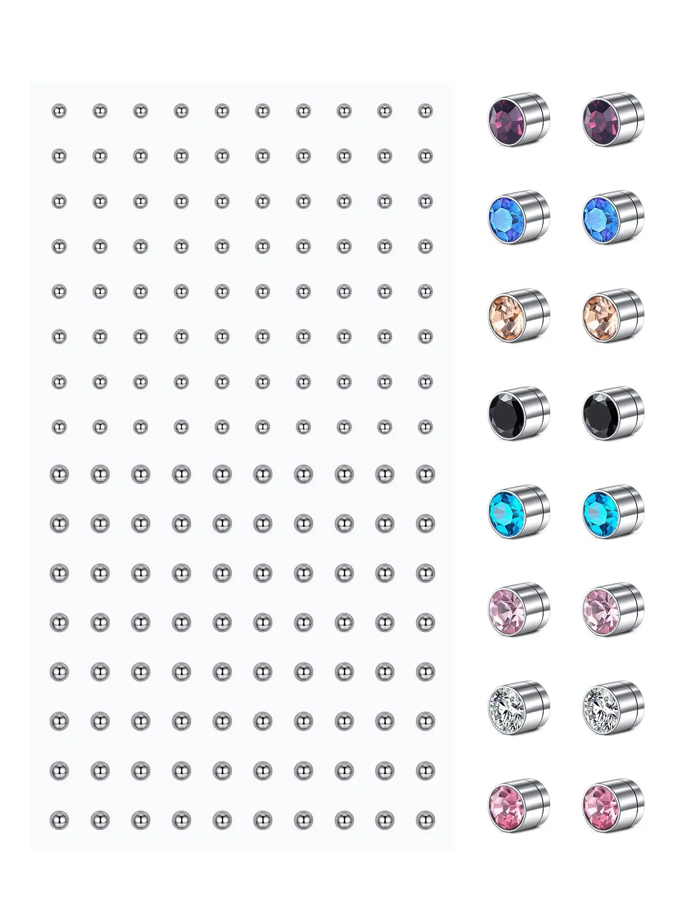 Face Gems Face Jewels Fake Piercings, Body Jewelry, Body Jewellery, Fake Lip Ring Fake Nose Rings Nose Piercing Jewelry Magnet Nose Stud Self-Adhesive Face Sticker Fake Piercing Balls Silver Punk Y2k Halloween Makeup For Women Men