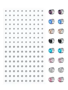 Face Gems Fake Piercings, Fake Lip Ring Fake Nose Rings Nose Piercing Jewelry Magnet Nose Stud Fake Eyebrow Piercing Fake Lip Piercing Self-Adhesive Face Sticker Fake Piercing Balls Silver Cool Punk Y2k Halloween Makeup For Women Men