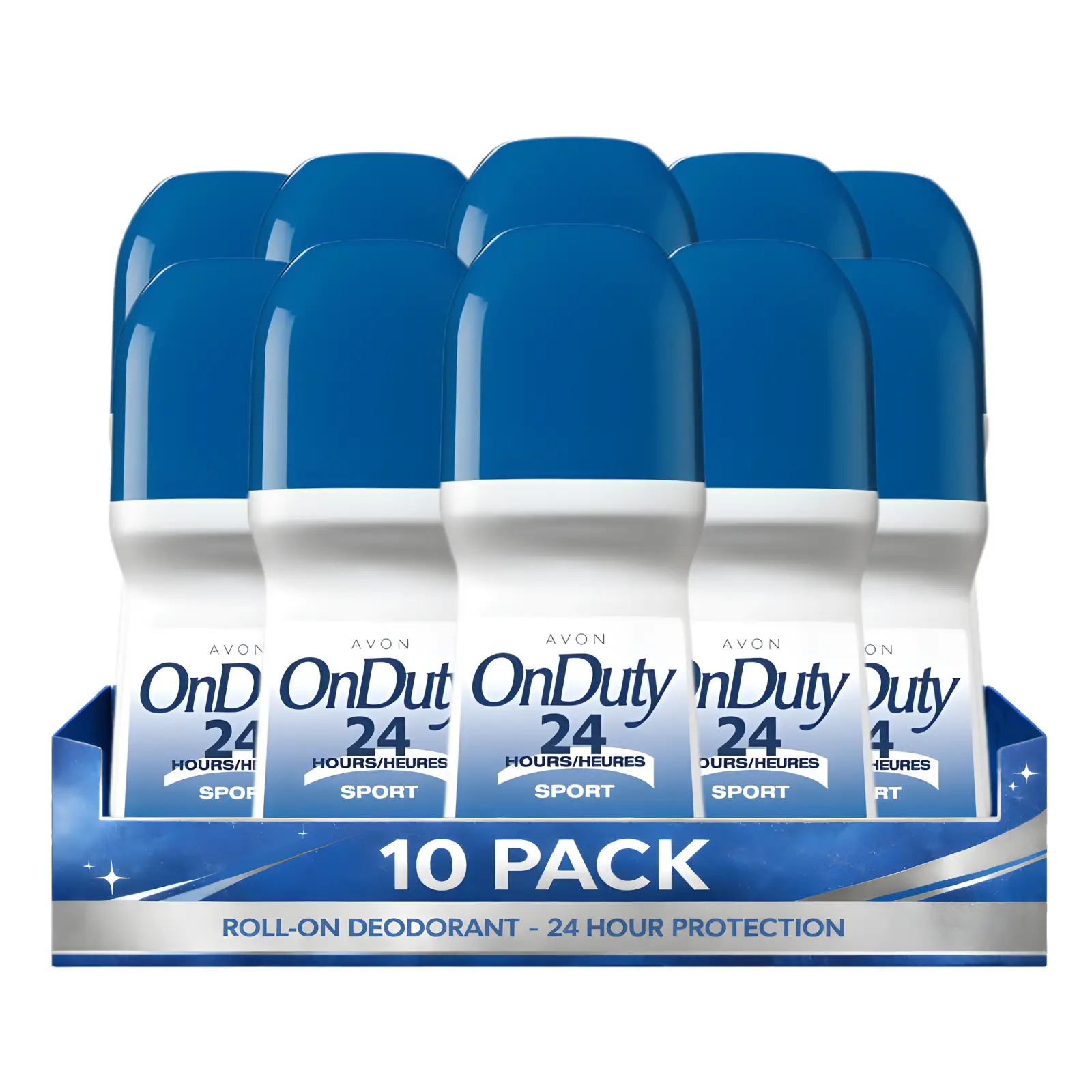 On Duty Sport Roll-On Anti-Perspirant Deodorant for Men Pack of 10 (2.6 fl oz / 75ml Each) | 24-Hour Odor Protection | Vibrant Citrus