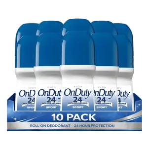 On Duty Sport Roll-On Anti-Perspirant Deodorant for Men Pack of 10 (2.6 fl oz / 75ml Each) | 24-Hour Odor Protection | Vibrant Citrus