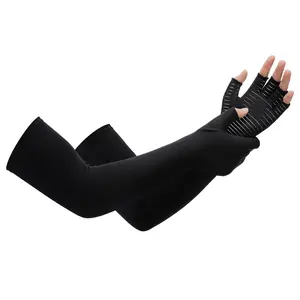 Copper Compression Arthritis Gloves for Women & Men, Arm & Hand Compression, Fingerless Pressure Gloves, Hand Support Sleeves for Carpal Tunnel, Wrist Brace