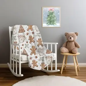 Gingerbread Man Cookies Blanket Boho Christmas Home Decor Neutral Gingerbread Holiday Hot Cocoa Decor Christmas Gift Ideas For Family Friend