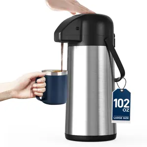 Coffee Carafe for Keeping Hot - 102OZ / 3L Airpot Coffee Dispenser with Pump - Large Coffee Thermos for Hot Drinks Tea Liquid - Insulated Stainless Steel Hot Water Beverage Dispenser Urn for Parties Gezoss