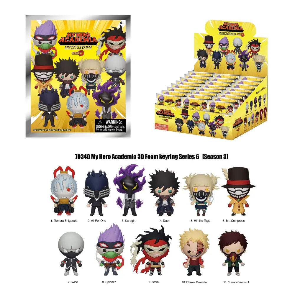 1PC MY HERO ACADEMIA Officially Licensed 3D Anime Character Series Mystery Bulk Bag Clip Keychain Random One Midoriya Izuku or Other Characters Surprise Blind Bag Keying Birthday Gifts
