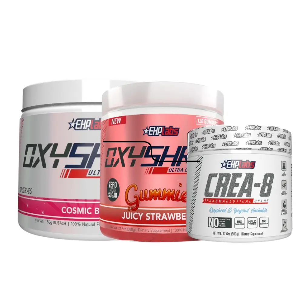 OxyShred Triple Training Stack | Pre-Workout + Gummies + CREA-8 Creatine | Energy, Focus & Strength Support | Complete 3-Product Bundle