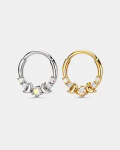 Double Moon AB CZ Segment Septum Ring