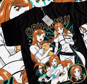 Orihime Inoue Zaraki Kenpachi Bleach T-shirt All Sizes, Anime Unisex Graphic Printed Cotton Tee Casual Top For Anime Lover, Classic Streetwear Outfits