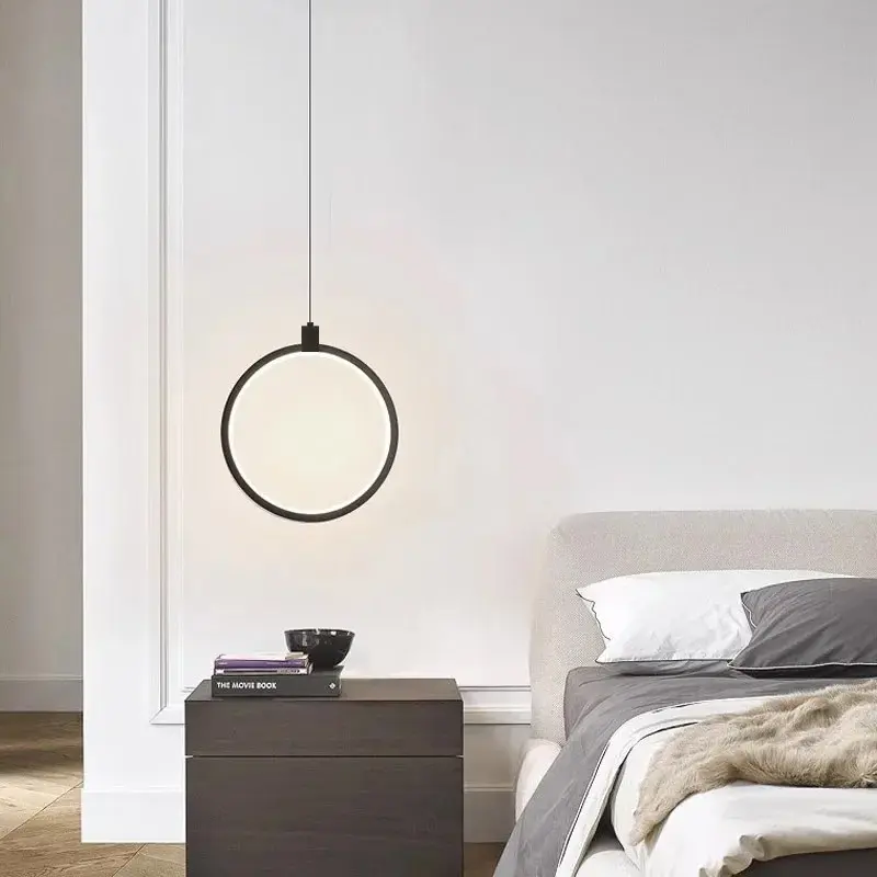 Black Ring LED Pendant Light Tri-Color Dimmable Snap-On Pendant Light Ideal for Bedrooms, Bedside Tables, Dining Rooms, Study Rooms, Living Rooms Modern Mood Lighting Interior Decorative Lighting Pendant