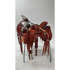 Charro Saddle – Chestnut Leather with Silver Engraved Accents (15.5”)