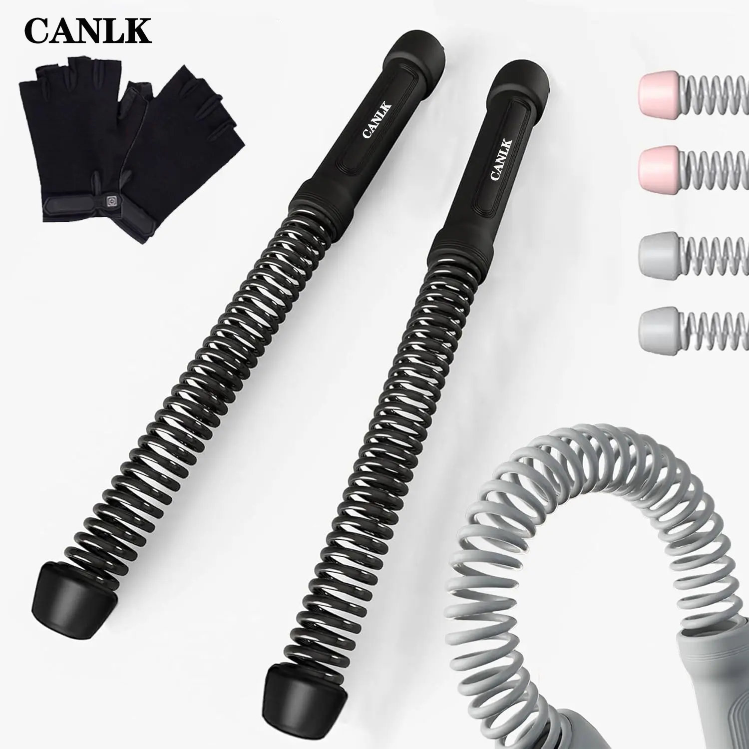 CANLK Ropeless Battle Ropes, 3.5 lbs Weighted Cordless Arm Exerciser, Compact Unisex Training Equipment with Non-Slip Handles for Home Gym HIIT & Strength Training, Exercise Equipment, Portable Gear, Cordless Setup, Secure Handle Fit, Reinforced Spring, A