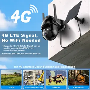 SeeVision 4G LTE Solar Security Camera 2K HD PIR Motion Alert Color Night Vision Wireless Outdoor Home Security Camera with Free SIM Card Water Proof & Two-Way Audio