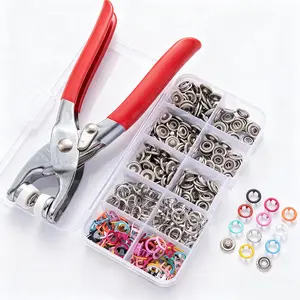All-in-one five-prong snap fastener set metal snap + manual pressing tool suitable for sewing DIY