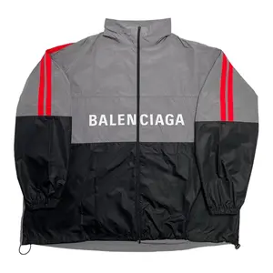 Balenciaga Logo Windbreaker Jacket Grey Black Red
