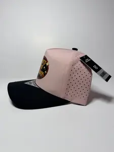Shiny Krp Pro Shp All New Baseball Cap with Perforated Design and Colorblock Brim - Adjustable Snapback, Breathable Panels, Streetwear Style, Soft Pink