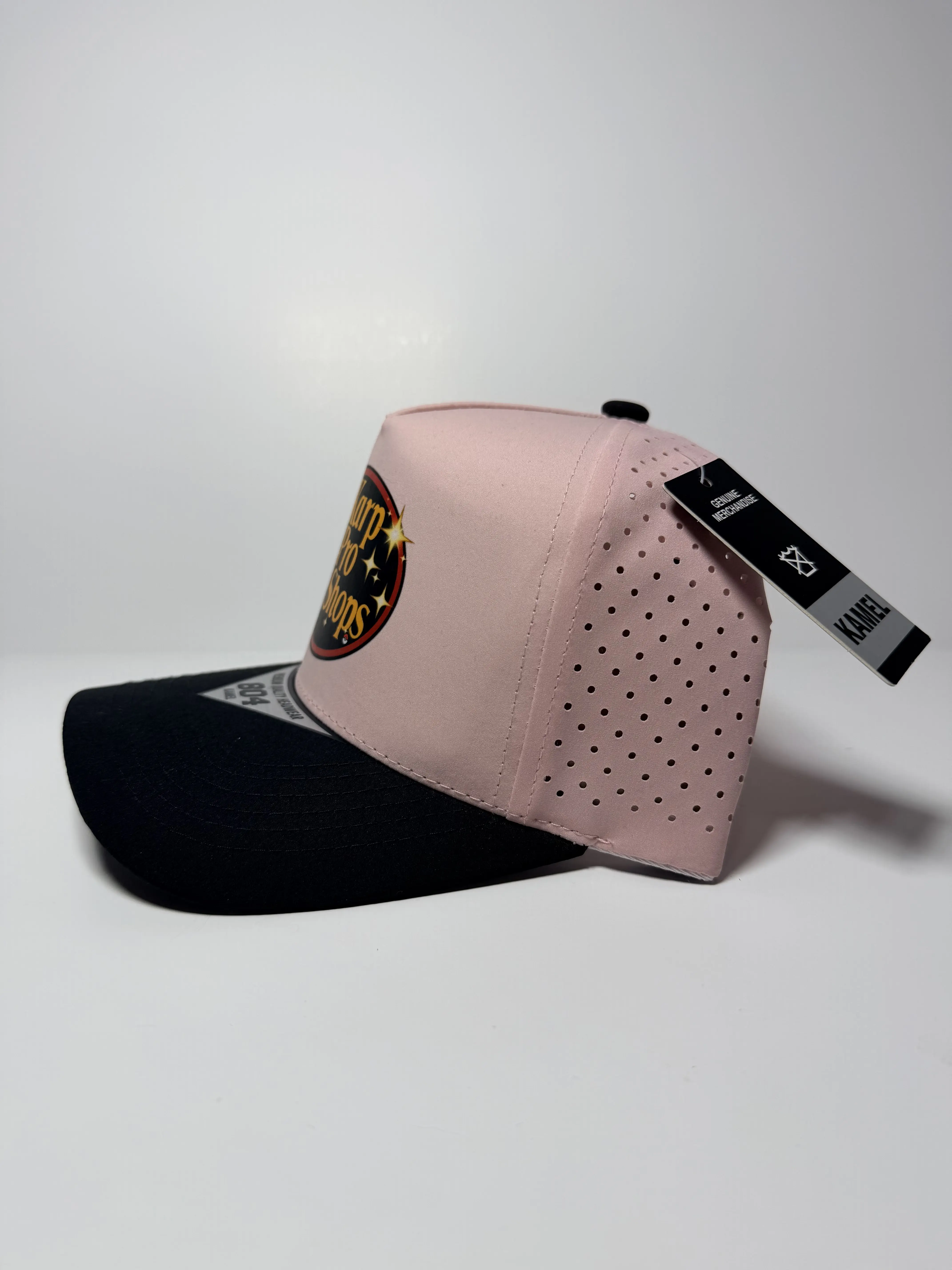Shiny Krp Pro Shp All-New Perforated Sides Baseball Cap - Colorblock Brim, Adjustable Snapback, Breathable Mesh Panels, Streetwear Style, Soft Pink