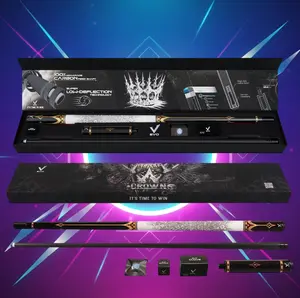 Evo Crown Maxbing Edition Pool Cue – Royal Black, White Leather Wrap | 29" Carbon Fiber Shaft, Carbon+Glass Fiber Butt | Complete Player Kit (6" Extension, Time Tip, Glove, Chalk)