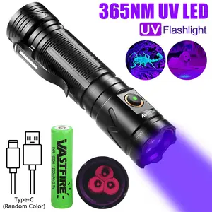 30W 3X 365nm UV Blacklight Flashlight - High-Intensity Ultraviolet Light for Invisible Ink, Resin Curing, Pet Stain Detection, and Fluorescent Inspection - Rechargeable Handheld Torch with 18650 Battery and TYPE-C USB Charging