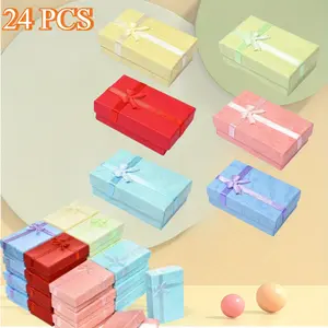 24pcs Jewel Boxes with Bow Sealing Design - Elegant Paper Gift Boxes for Rings, Earrings, Pins, Christmas Decorations, Weddings, Birthdays, Bachelor Parties - Durable & Stylish Presentation