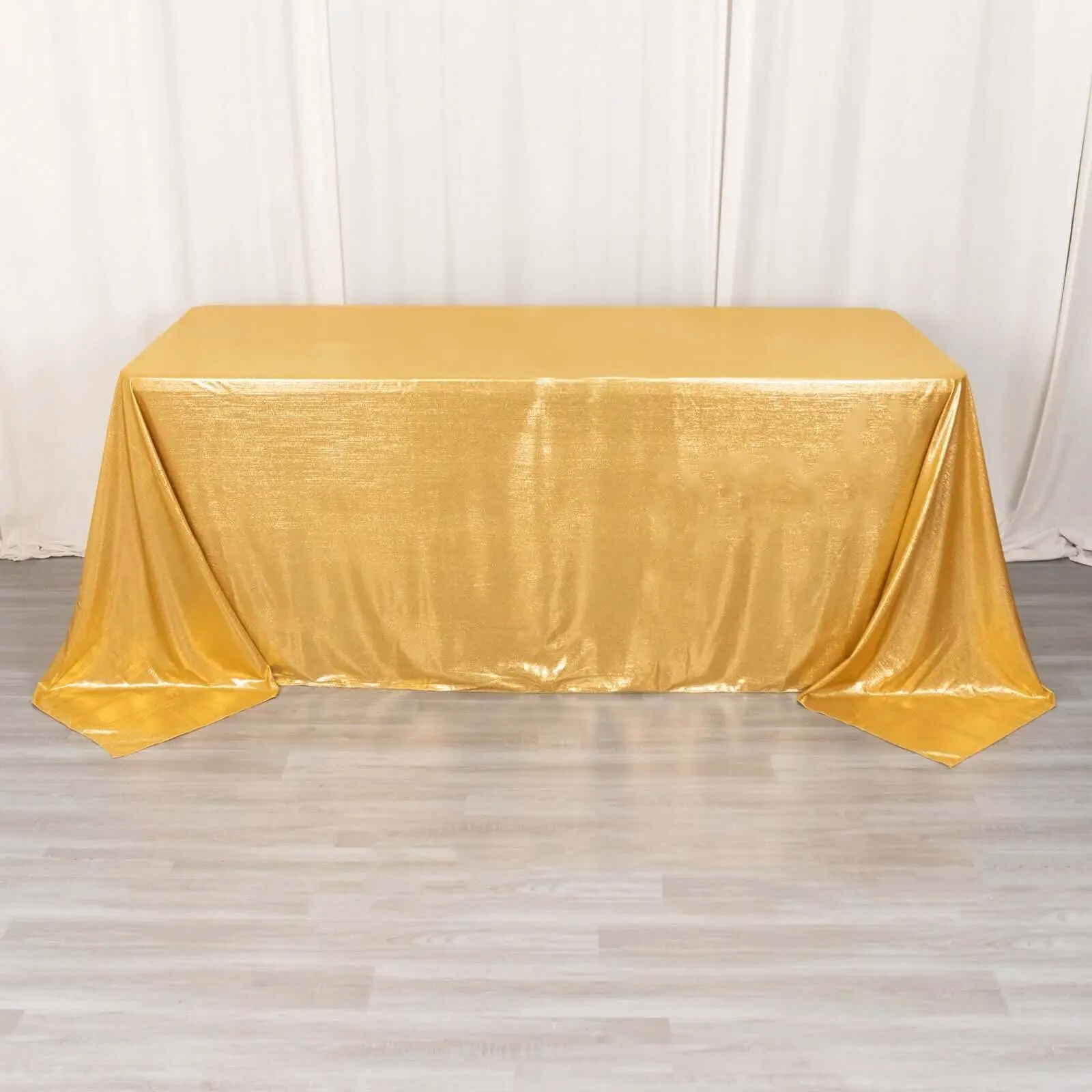 Gold Sequin Dots Polyester Rectangle Tablecloth (90"x132") - Seamless, Wrinkle-Free Outdoor Table Cover for Upscale Decor, Wedding, Baby Shower, Anniversary, Candy Buffet Events