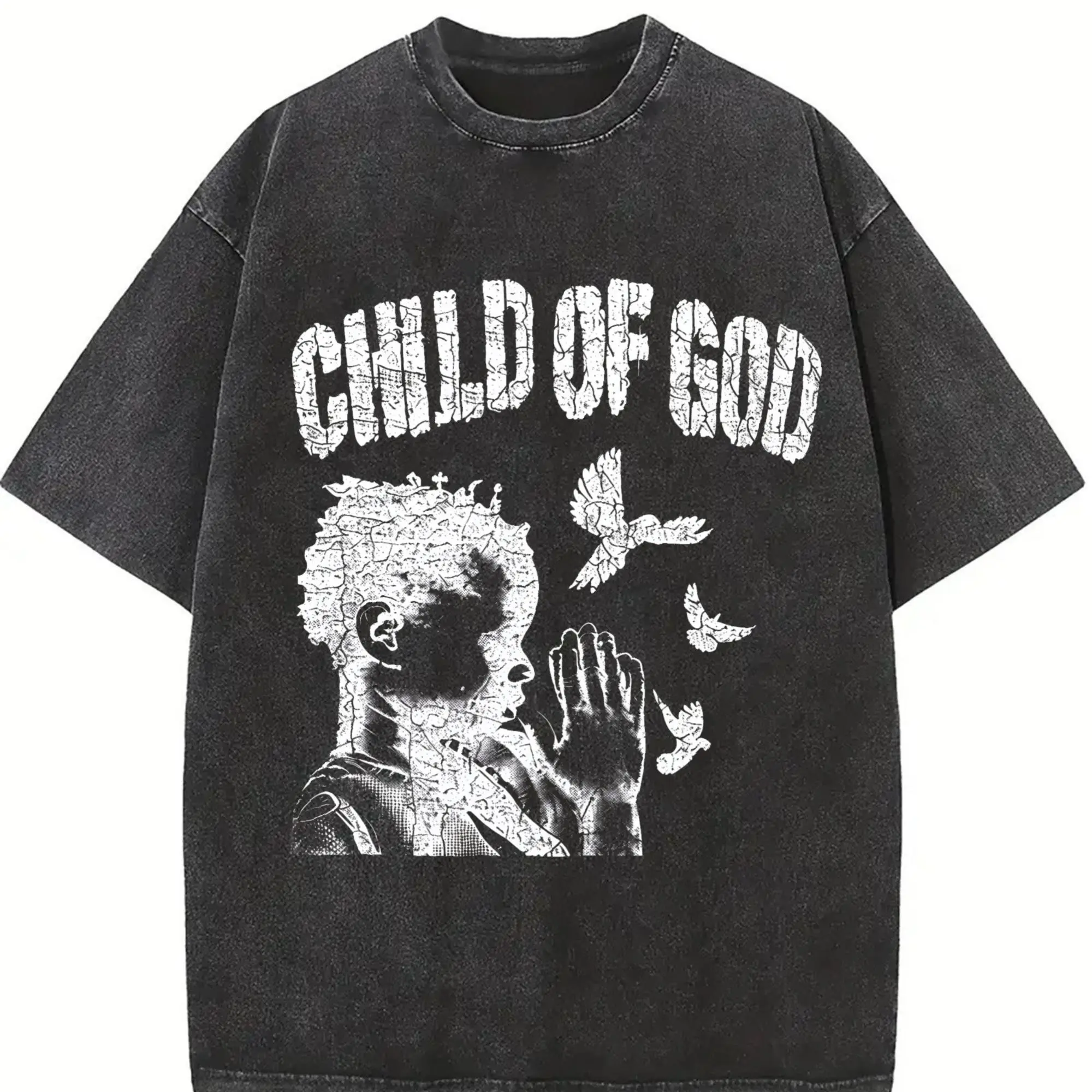 Men's Child Of God Praying Dove Vintage Washed Sleeveless Tank Top, Casual Religious Graphic Streetwear Vest