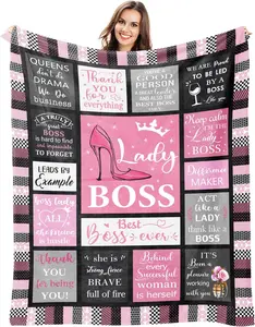 Boss Lady Gifts, Boss Lady Gifts for Women, Boss Lady Blanket, Boss Day Gifts, Boss Lady Office Decor, Soft Comfortable Flannel Blanket, Boss Appreciation Gifts, Christmas Birthday Gift for Boss Lady