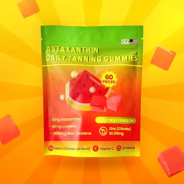 【60% OFF】Tanning Gummies, Natural Tanning Supplement with Astaxanthin, Lycopene & Beta Carotene, Supports Radiant Skin