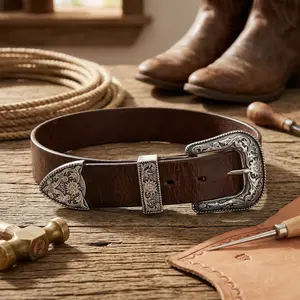 Western Belt Buckle Set of 3 Modules - Handmade Decorative Buckles for Men Women and Teens Adjustable Replacement Belt Accessories for Jeans Pants Fashion Style