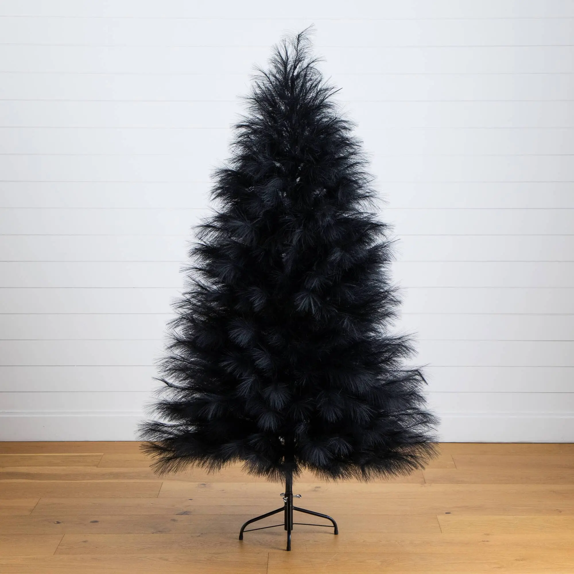 6-ft Synthetic Black Pampas Grass Decoration - Unique Cloud-Elevated Standalone Stand, Feather Plumes, No-Maintenance Holiday Season Ornament for Halloween/Christmas Home Supplies (Includes Artificial Tree Element)