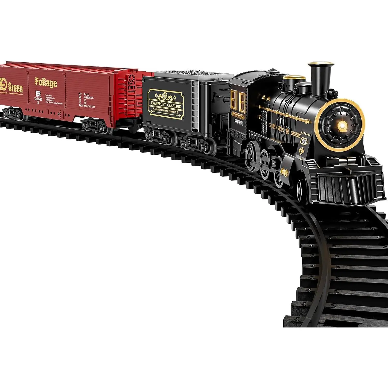 Retro Theme Rechargeable Electric Classical Steam Train Railway Kit - 3.7V 500mAh Lithium Battery, 3D Puzzle DIY Tracks, Toy Cars Rails, Lighting, Sounds, Locomotive, Cargo Cars, Train Building, Sensory Play for 3-7 Years Boys & Girls, Christmas Gift