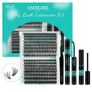 AMZGIRL LASH 320 Clusters DIY Cluster Lash Extension Kit 30D+40D 60D+80D Eyelashes Waterproof Bond and Seal DIY Lash Extensions Lash Clusters Waterproof Lash Clusters Kit  Makeup Cosmetic