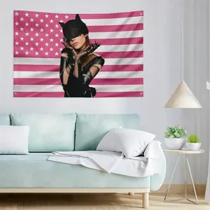 1Pc Ariana Pink Flag Durable Fabric Wall Hanging Poster For Bedroom, Living Room, Dorm Decor - Ideal Holiday Gift, Concert & Party Decoration, Concert Decor |     Edgy Wall Art |     Easy Hang Fabric,Large Wall Decor 60X40 Colorful Tapestry Lig