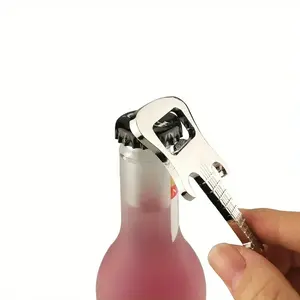 Guitar Shape Metal Bottle Opener Keychain, Novelty Instrument Design, Compact Drink Accessory, Silver Color, Portable Bar Tool Utensils for Music Lovers