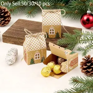 50/30/10 pcs-Christmas Gift Boxes Set, Paper Mini Christmas Candy Cookies Box, Party Decorations for Holidays Weddings Birthdays