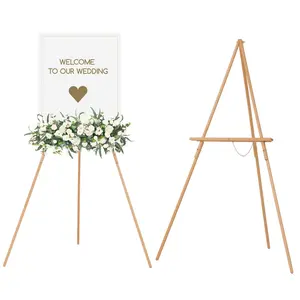 MEEDEN Easel Stand for Wedding Sign: Wood Tripod for Poster Board - Wooden Easel Standing for Display Welcome Picture