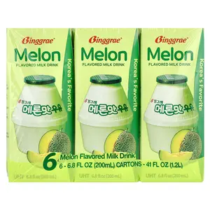 Binggrae Flavored Milk Drink, Melon , 6 Cartons, 6.8 fl oz (200 ml) Each