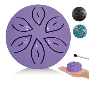 Steel Tongue Drum Rain Chime, 3 Inch 6 Note Rain Drum for Outside, Chakra Drum for Outside Garden, Mini Hand Drum with Bag, Meditation Yoga Zen Gift for Beginner Adult
