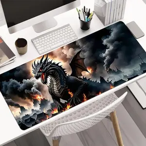 Flame Dragon Design Gaming Mouse Pad, Aesthetic Desktop Decor, Multi-Size, for Laptops, Desktops, Work, Home, Kids Gift