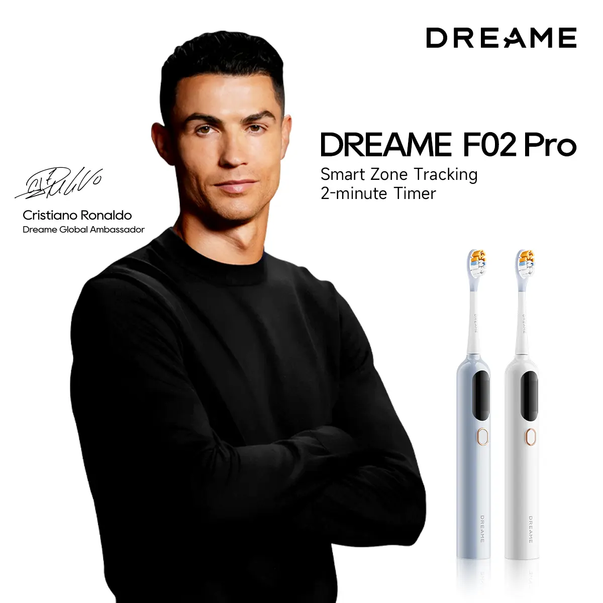 DREAME F02 Pro Electric Toothbrush,  Smart Zone Tracking & 2-minute Timer，4 cleaning modes, IPX7 waterproof rating, includes 6 replacement brush heads, 300-day ultra-long battery life Oral Care Tools