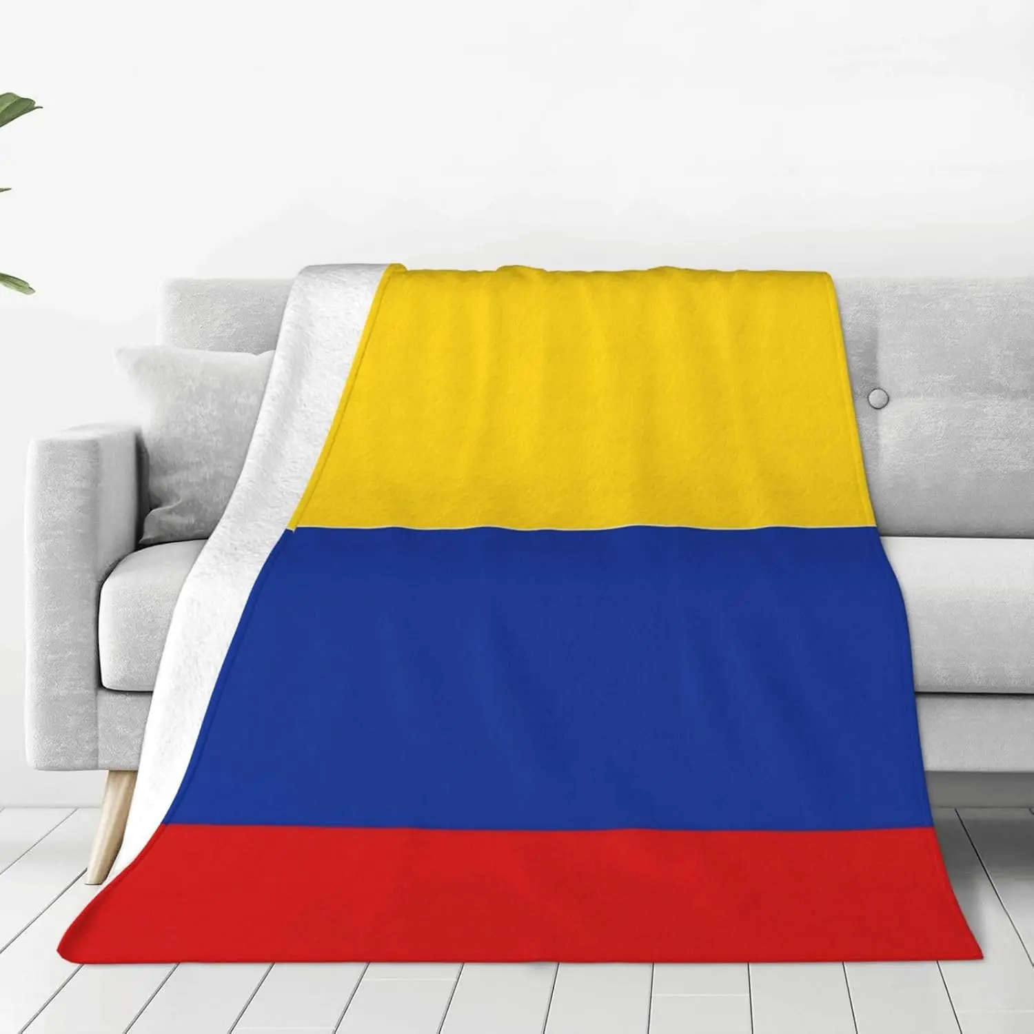 Colombia Flag Print Flannel Blanket Throw - Soft, Comfy, Multi-Size Option (80"x60") for Bed, Couch