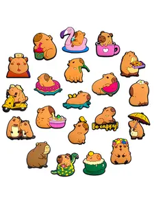 20-Piece Cute Capybara Cartoon Shoe Decor Set, Swimming Otter Shoe Accessories, Animal Decoration for Sandals & Slippers, Charm