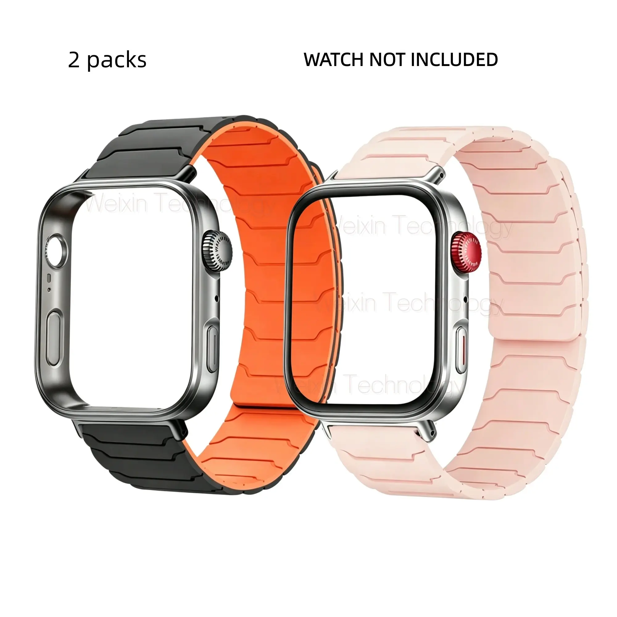 Magnetic silicone strap suitable for HUAWEI WATCH FIT 5/4 Pro official silicone strap Huawei WATCH FIT 5-4-3 silicone breathable wristband men's and women's straps dual color silicone matching 2 sets