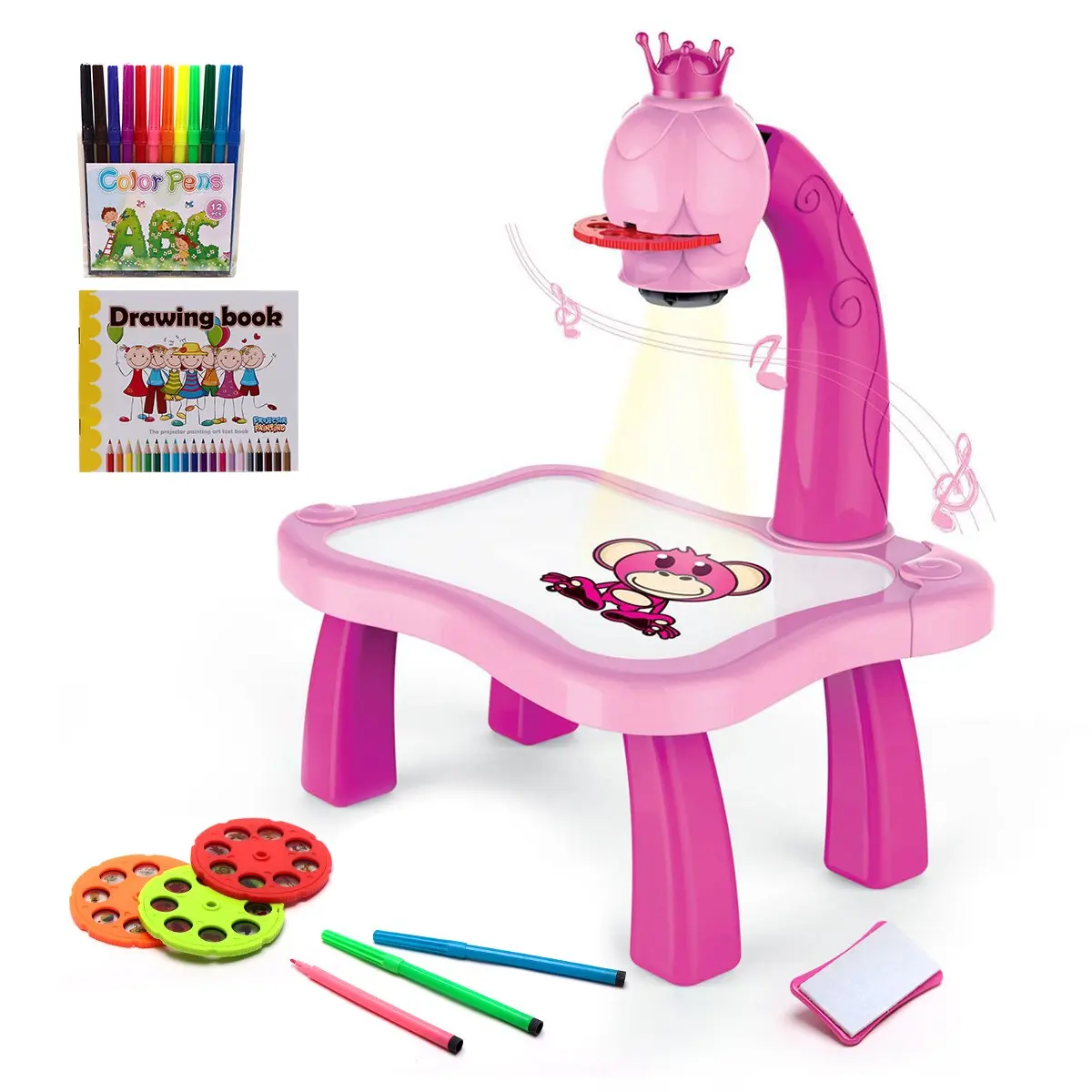 Projection Drawing Table Multi-Functional Art Board with Project Templates, Creative Educational Toy for Kids Aged 3+ Toddler Activity Table